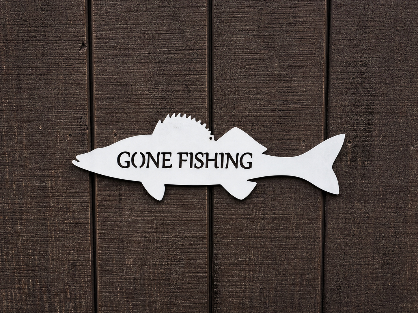Walleye Gone Fishing Sign - Rustic Cabin Style