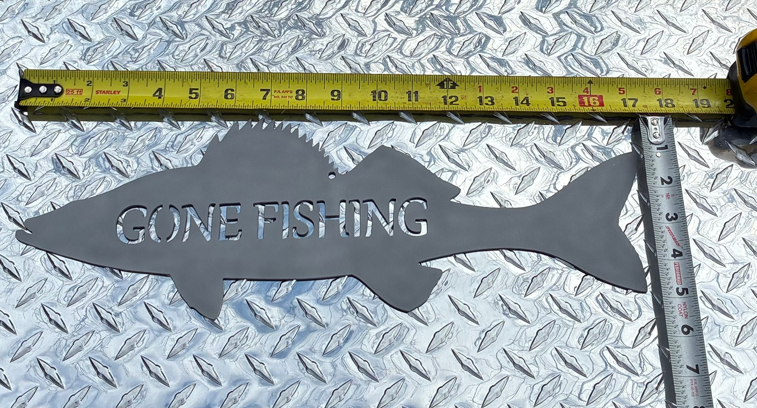 Walleye Gone Fishing Sign - Rustic Cabin Style