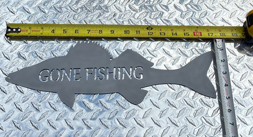 Walleye Gone Fishing Sign - Rustic Cabin Style