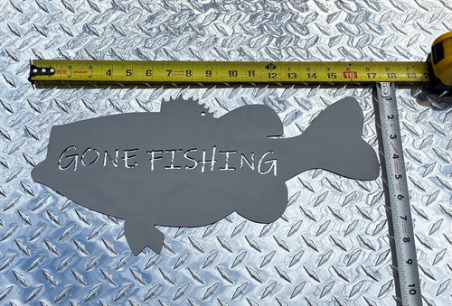 Largemouth Bass Gone Fishing Sign - Rustic Cabin Style