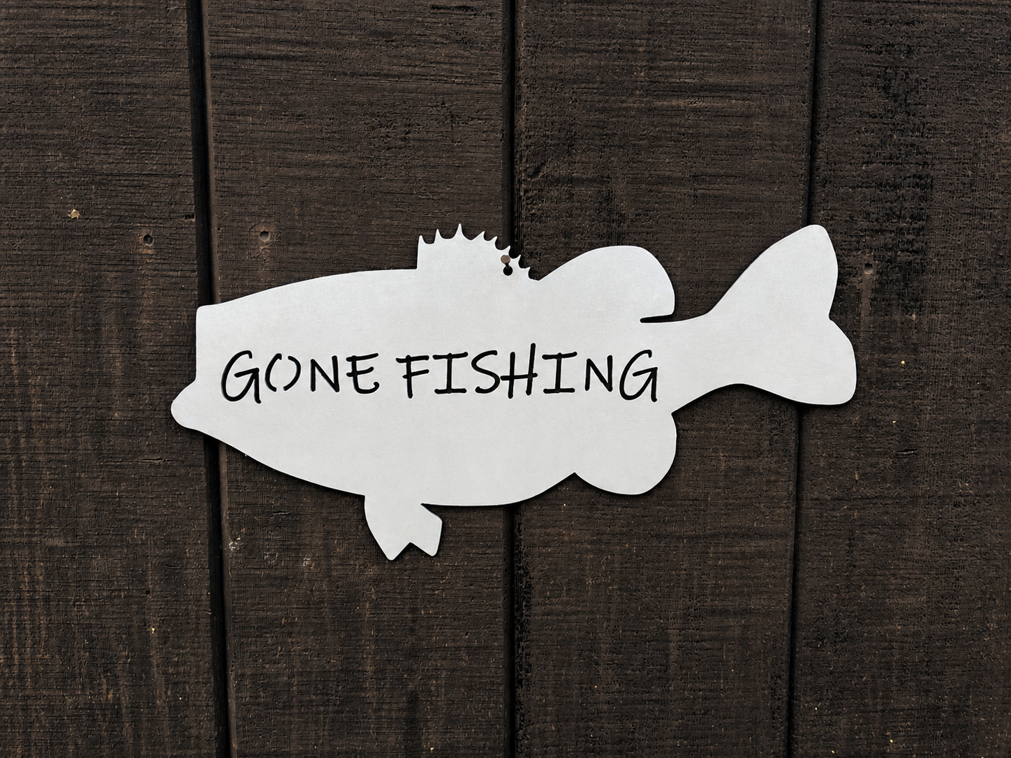 Largemouth Bass Gone Fishing Sign - Rustic Cabin Style